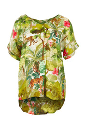 Product shot of the Cecilla Short Sleeve Top in colour Print, from the front