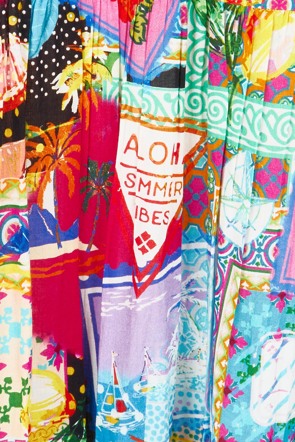 Product shot of the Lana Layers 3/4 Sleeve Dress in colour Print (Blue), detail