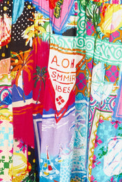 Product shot of the Lana Layers 3/4 Sleeve Dress in colour Print (Blue), detail