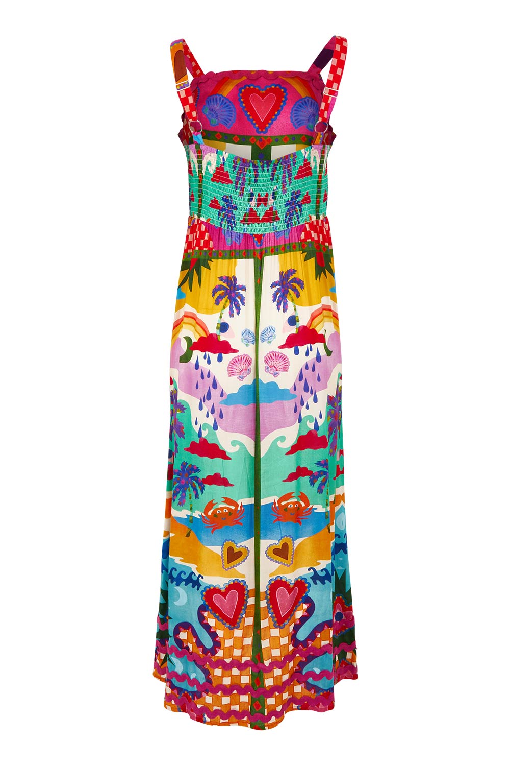 Product shot of the Briana Strappy Dress in colour Print, from the back