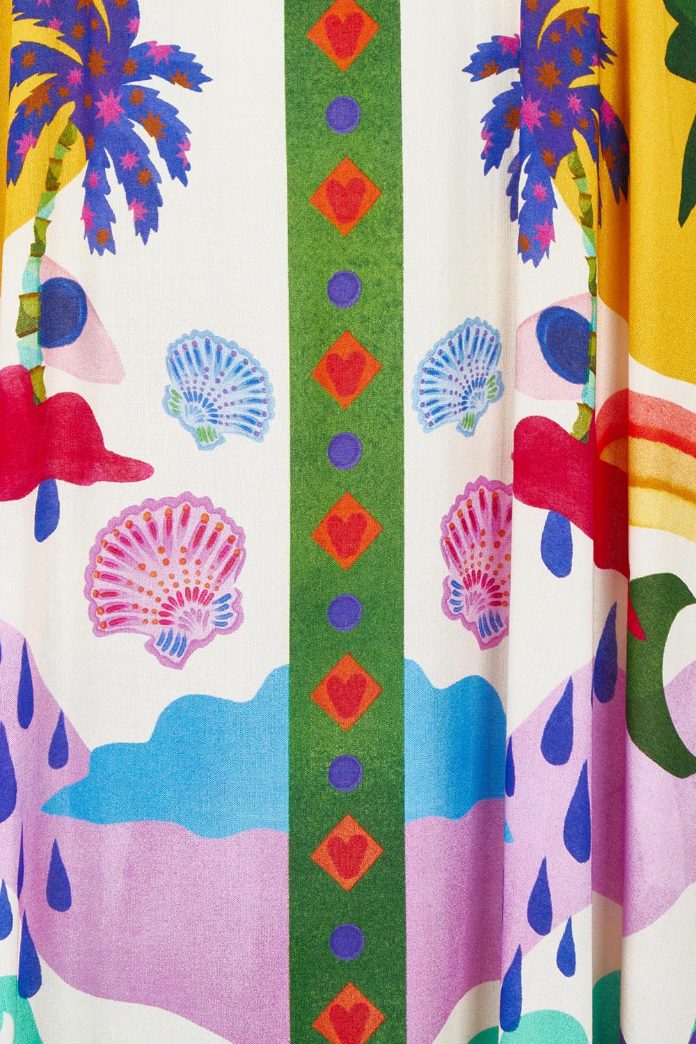 Product shot of the Briana Strappy Dress in colour Print, detail