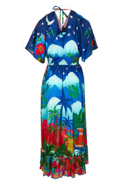 Product shot of the Arabian Nights Shirred Waist Dress in colour Print, from the back