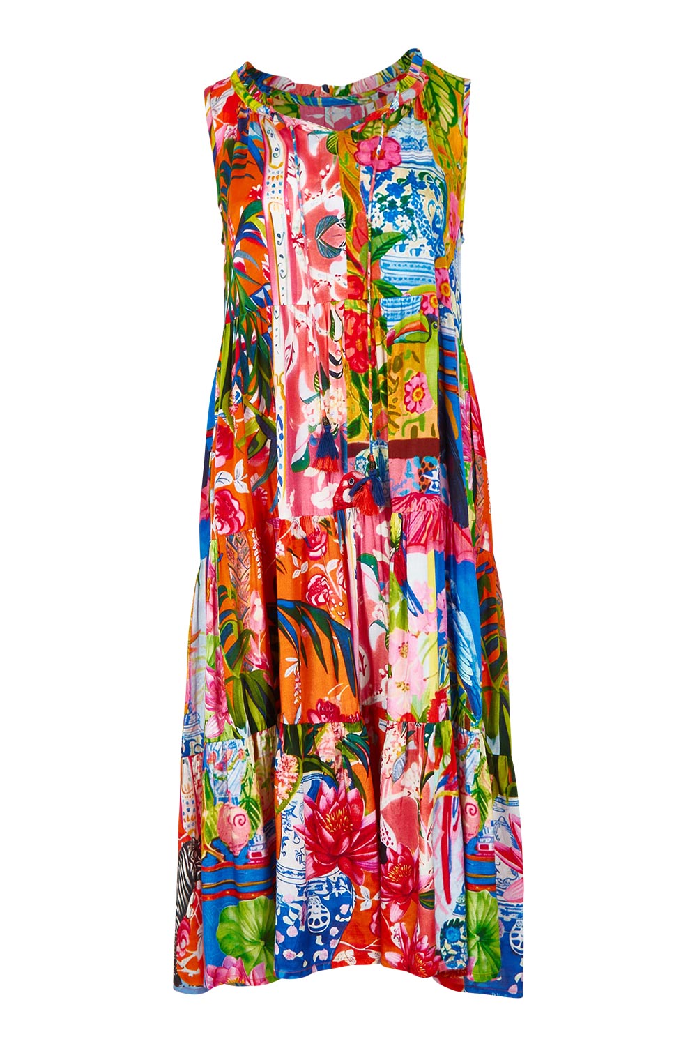 Product shot of the Stefania Sleeveless Dress in colour Print, from the front