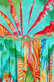 Product shot of the Alisa Boho Top in colour Print (Green), detail