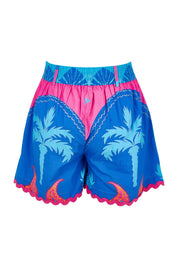 Product shot of the Celestial Blue Cotton Shorts in colour Blue, from the back