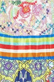 Product shot of the Tara Maxi Strappy Dress in colour Print (Green), detail