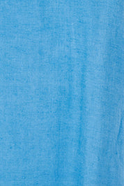 Product shot of the Linen Blend Solid Shift Dress in colour Blue (Blue), detail