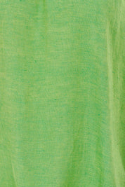 Product shot of the Gather Neck 3/4 Sleeve Linen Blend Top in colour Green (Green), detail