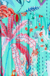 Product shot of the Marina Maxi Dress in colour Print (Blue), detail