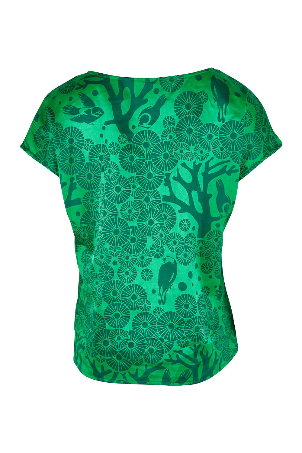 Product shot of the Mikko Tilly Top in colour Emerald (Green), from the back