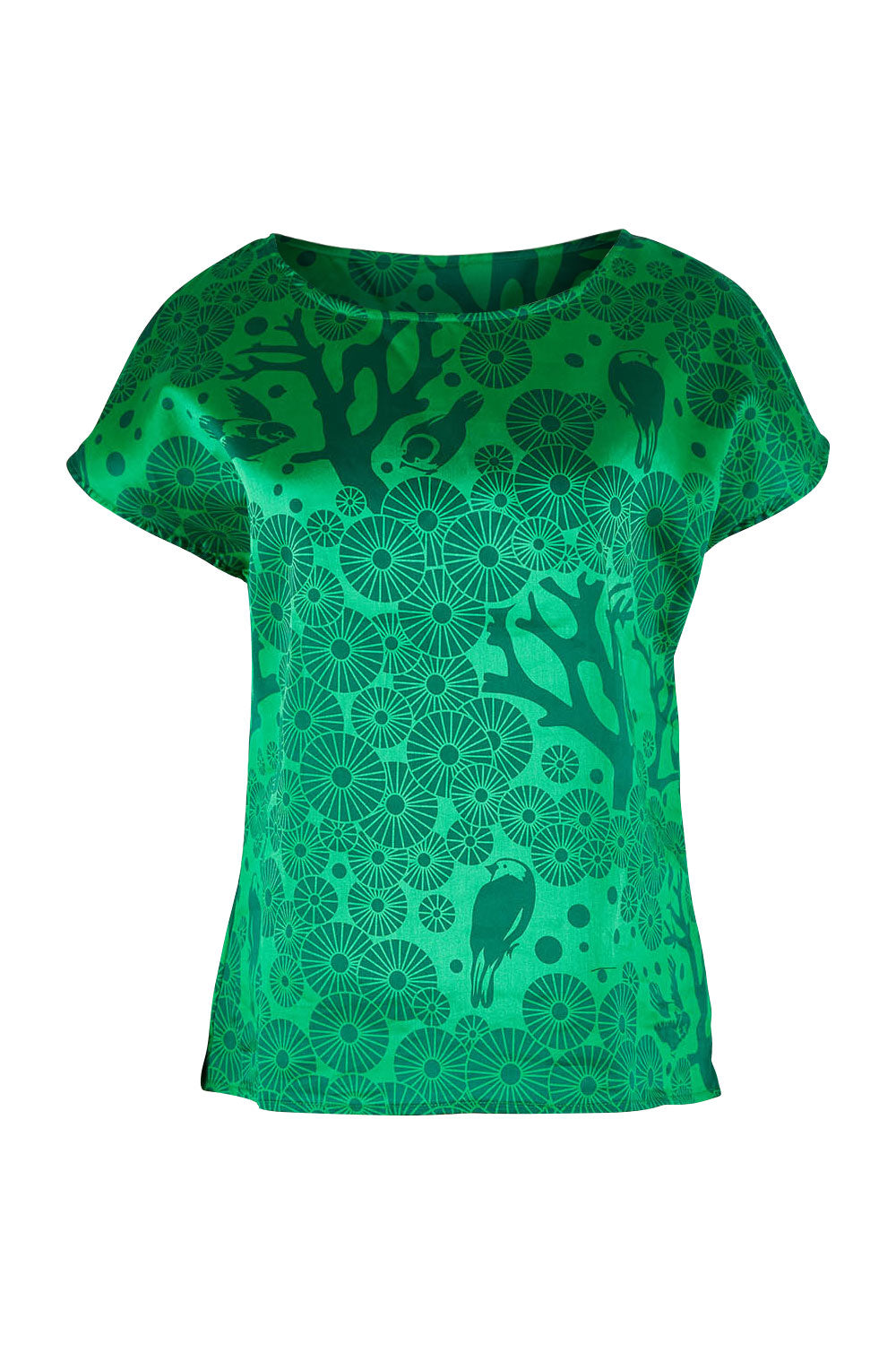 Product shot of the Mikko Tilly Top in colour Emerald (Green), from the front