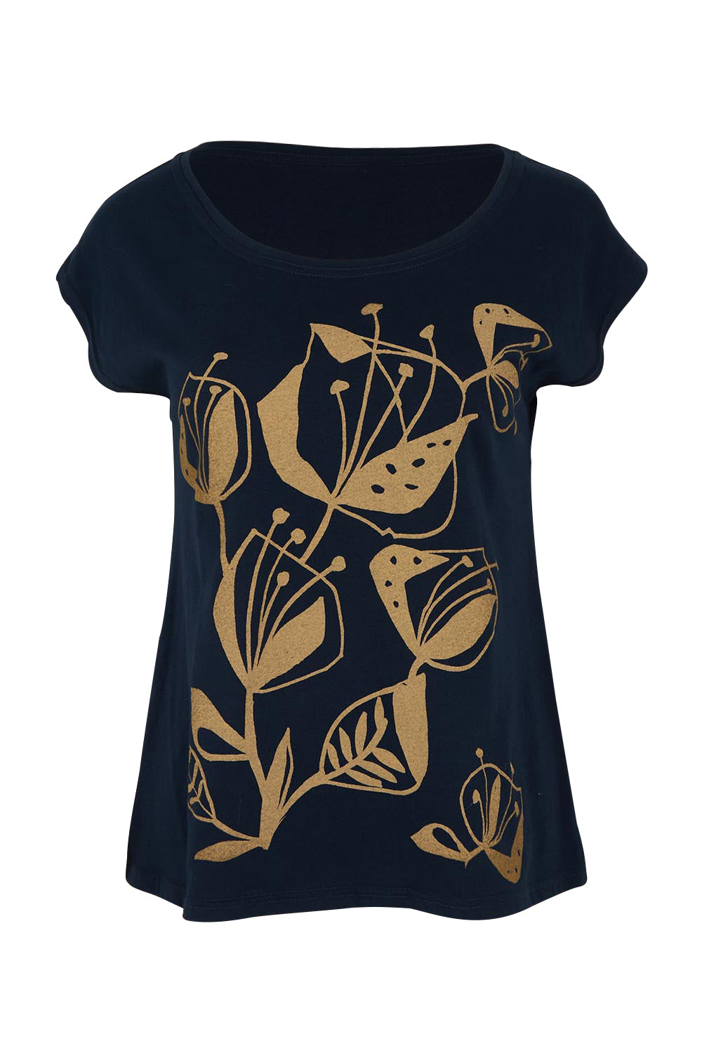 Product shot of the Bobby Cotton Top in colour Navylark (Blue), from the front
