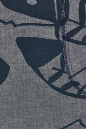 Product shot of the Avril Long Cotton Skirt in colour Chambray (Grey), detail