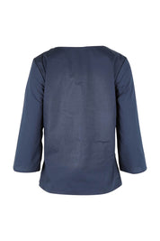 Product shot of the Lori Top in colour Navy (Blue), from the back