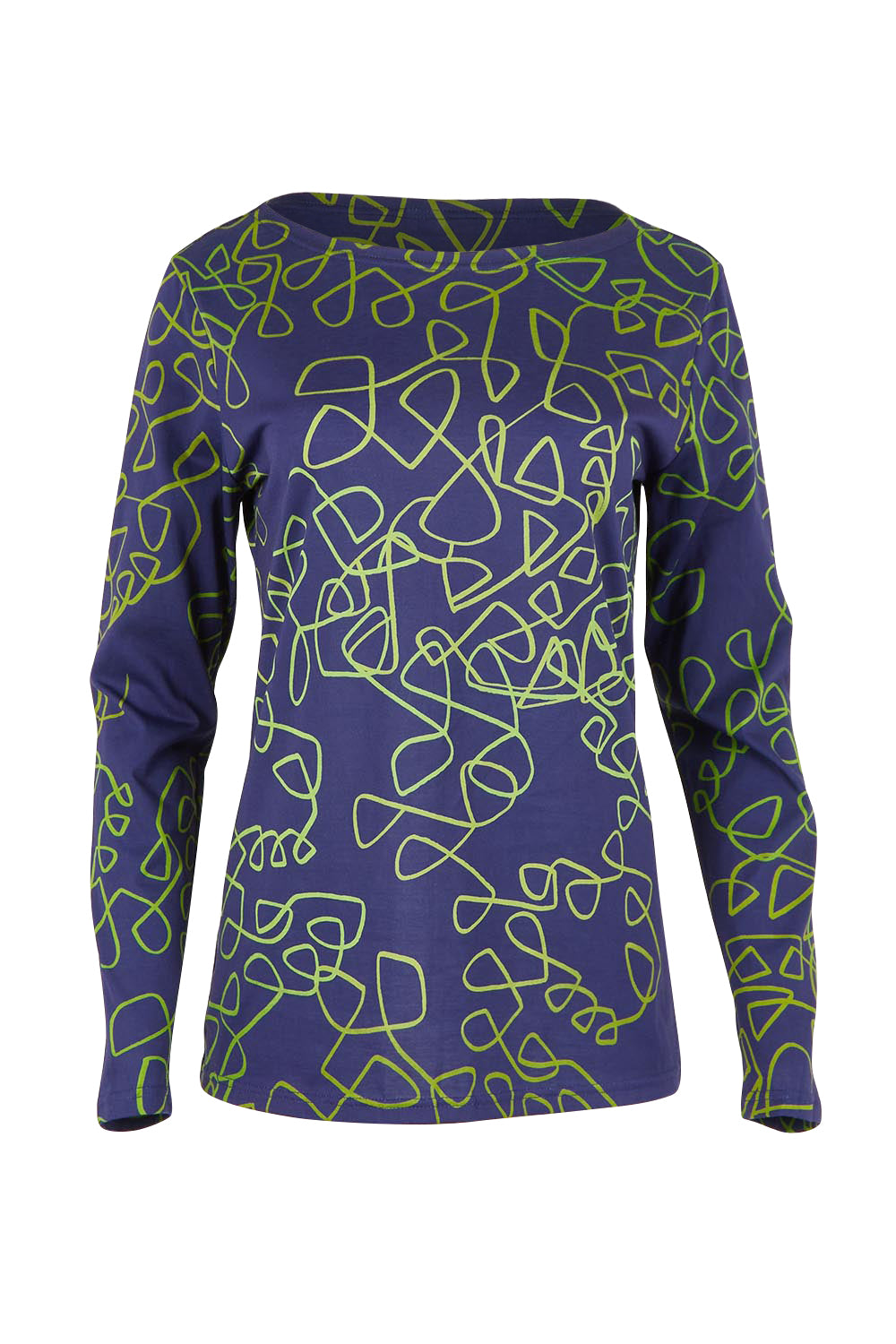 Boat Neck Cotton Long Sleeve Tee – Bluegreen