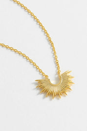 Product shot of the Half Sunburst Necklace in colour Gold (Metallics), detail