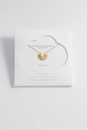 Product shot of the Half Sunburst Necklace in colour Gold (Metallics), from the front