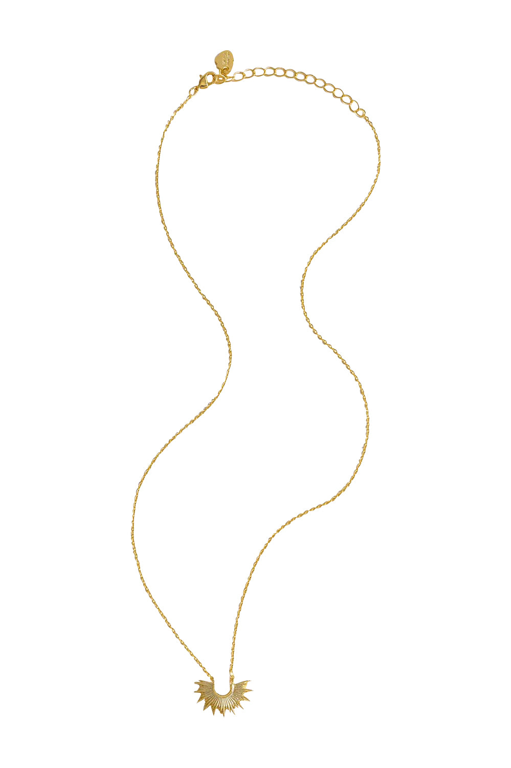 Product shot of the Half Sunburst Necklace in colour Gold (Metallics), from the front