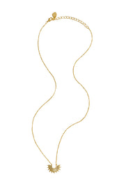 Product shot of the Half Sunburst Necklace in colour Gold (Metallics), from the front