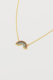 Product shot of the Full Rainbow Necklace in colour Gold (Metallics), detail