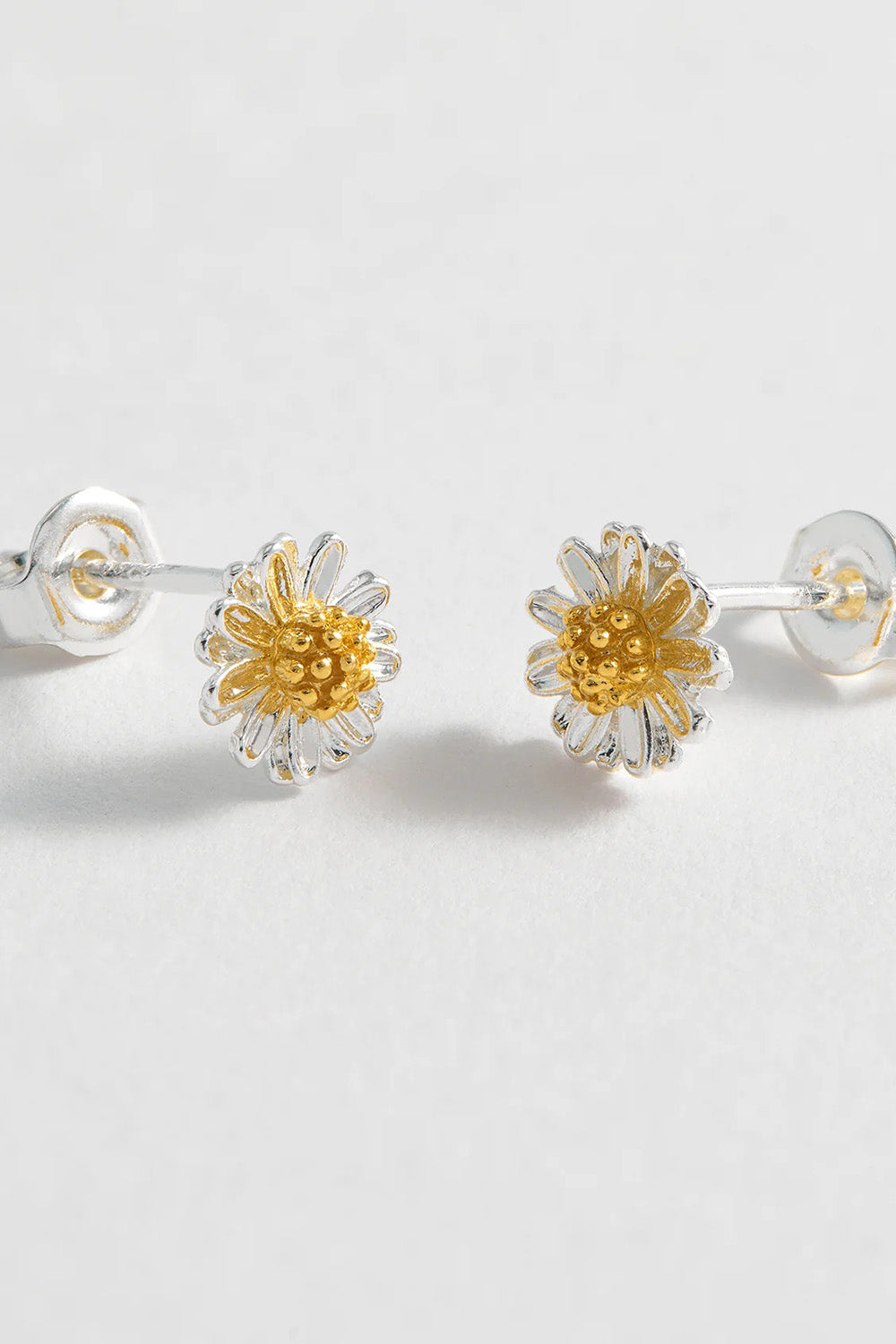 Product shot of the Mini Wildflower Stud Earrings in colour Silver (Metallics), detail