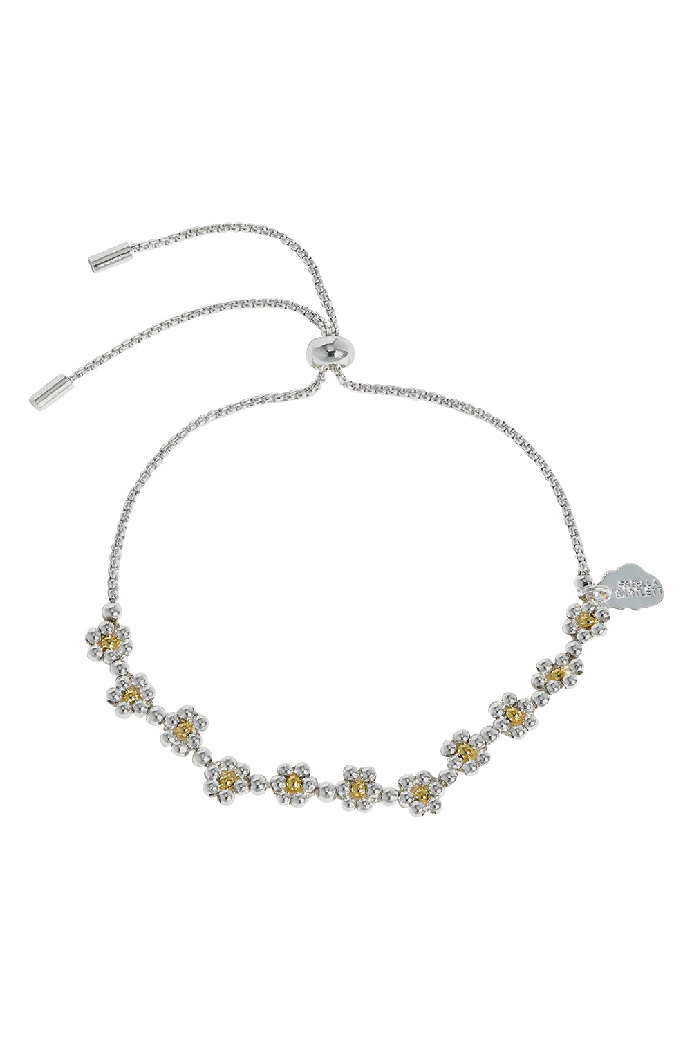Product shot of the Daisy Chain Bracelet in colour Silver (Metallics), from the front