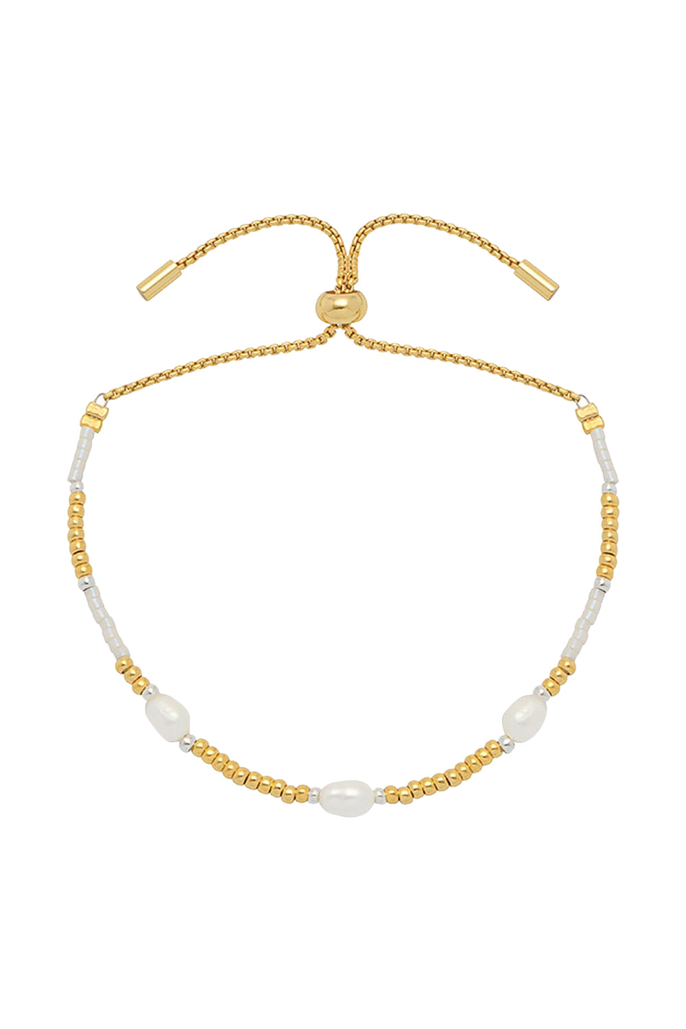 Product shot of the Pearl Station Gold Amelia Bracelet in colour Goldpearl (Metallics), from the front
