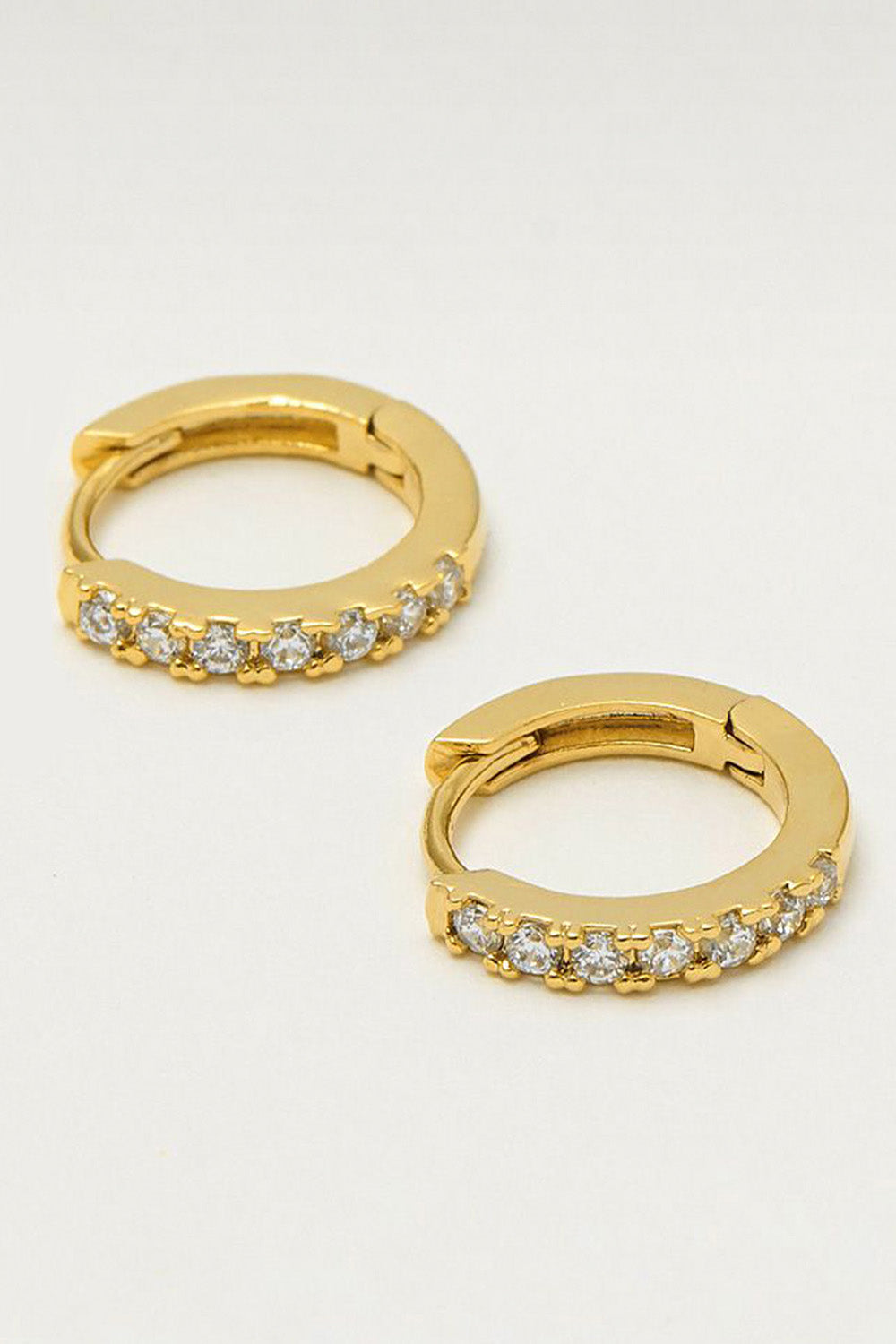 Product shot of the Pave Set Hoop Earrings in colour Gold (Metallics), detail