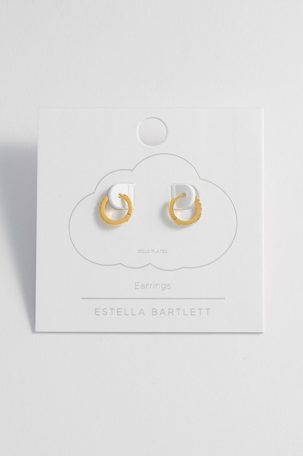 Product shot of the Pave Set Hoop Earrings in colour Gold (Metallics), detail