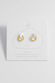 Product shot of the Pave Set Hoop Earrings in colour Gold (Metallics), detail