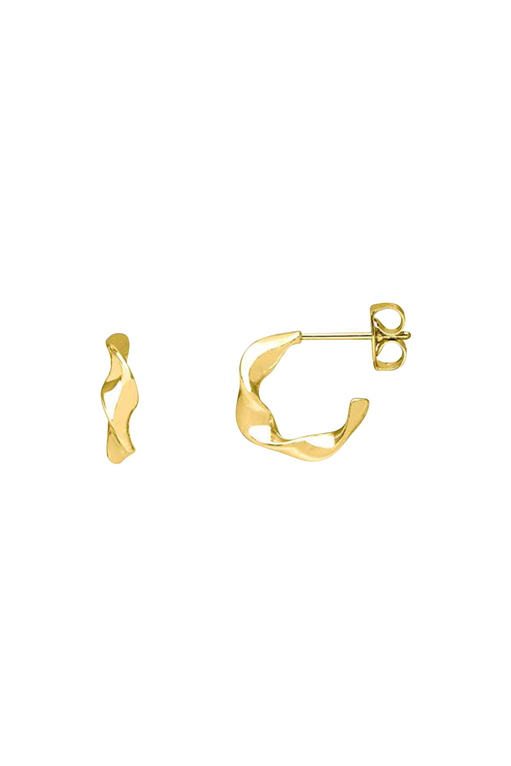 Product shot of the Twist Hoop Earring in colour Gold (Metallics), from the front