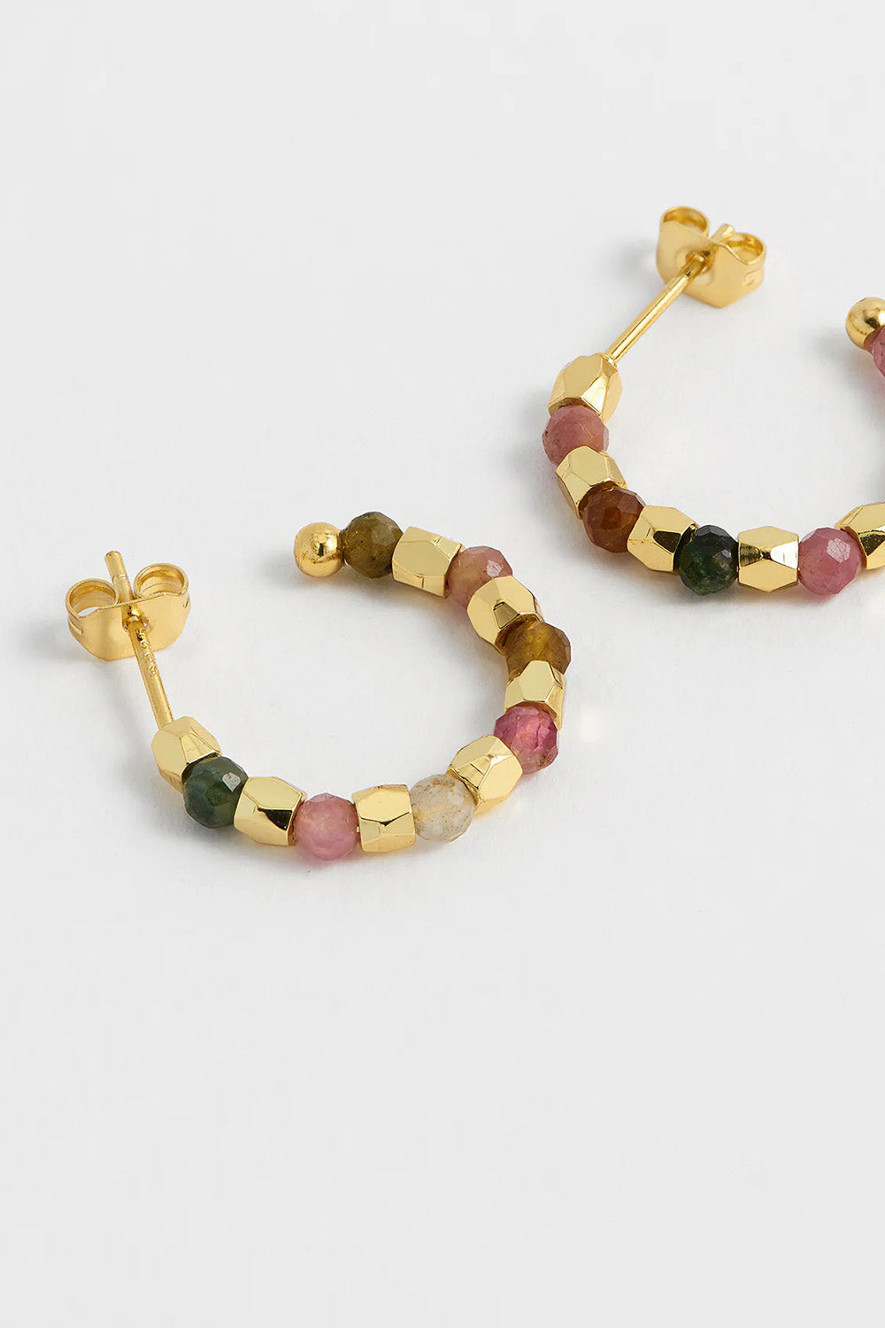 Product shot of the Coco And Tourmaline Hoop Earrings in colour Gold (Metallics), detail