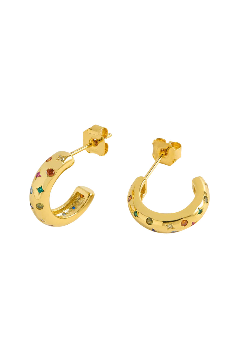 Product shot of the Multicolour Celestial Hoop Earring in colour Goldmulti (Metallics), from the front