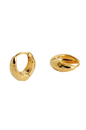 Product shot of the Hammered Huggie Hoops – Gold in colour Gold, from the back