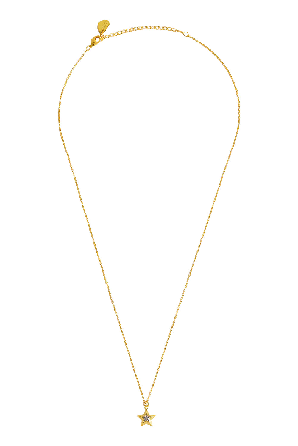 Product shot of the Blue Star Necklace in colour Gold (Metallics), from the front