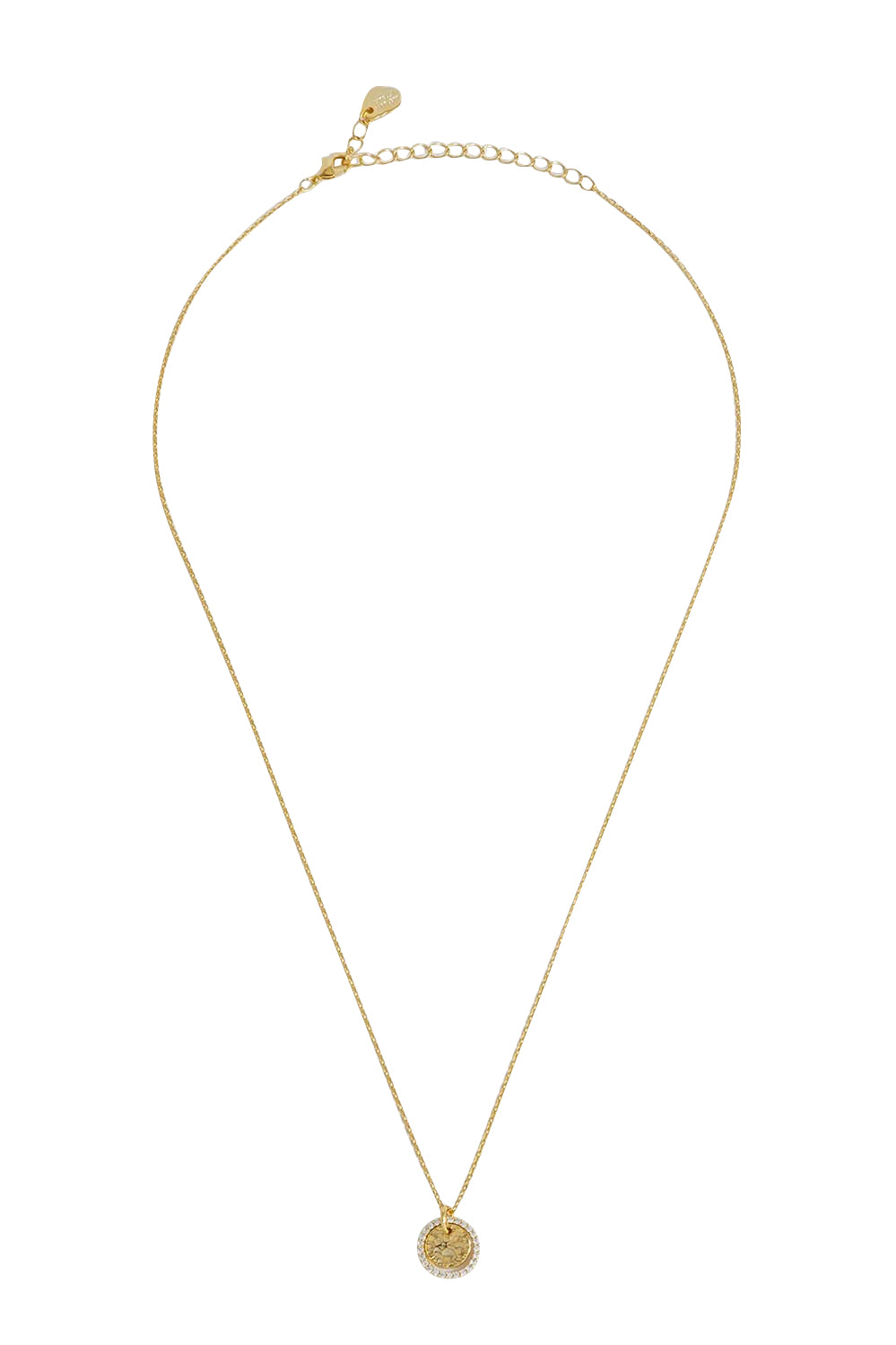 Product shot of the Hammered Coin Necklace – Gold in colour Gold, from the front