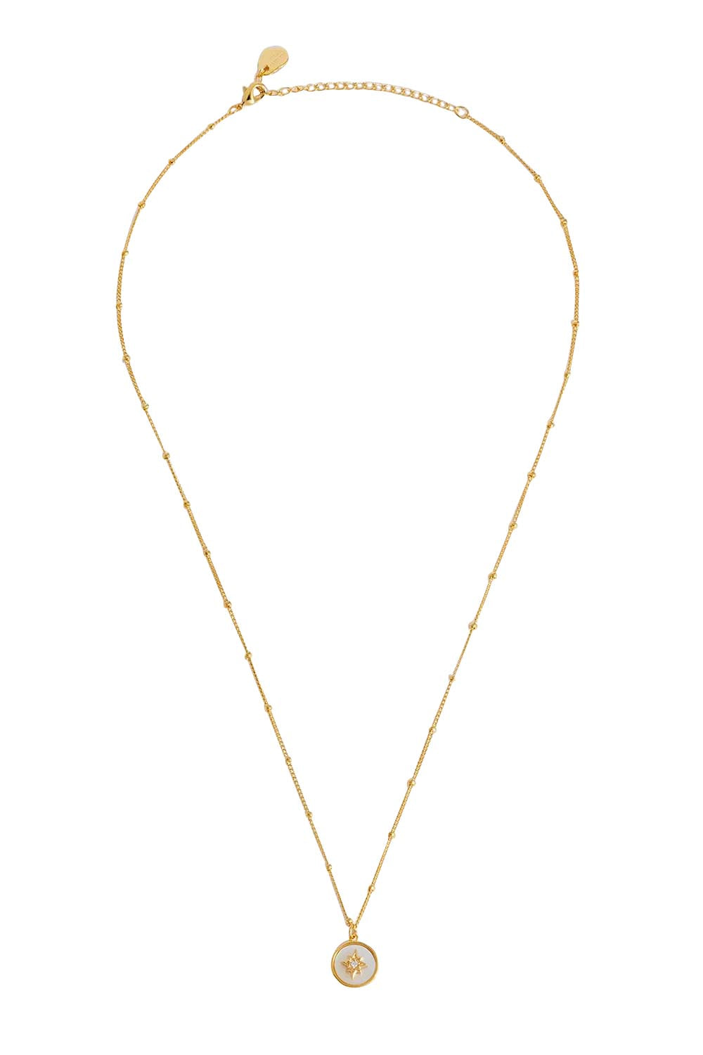Product shot of the North Star Coin Necklace – Gold in colour Gold, from the front