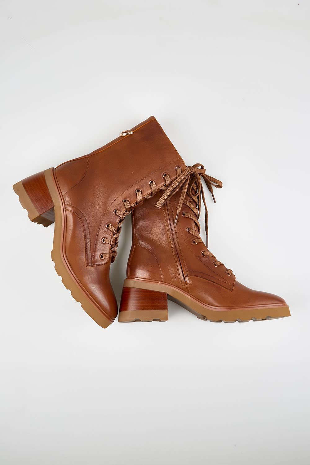 Finton Lace Up Leather Boot - Brandy