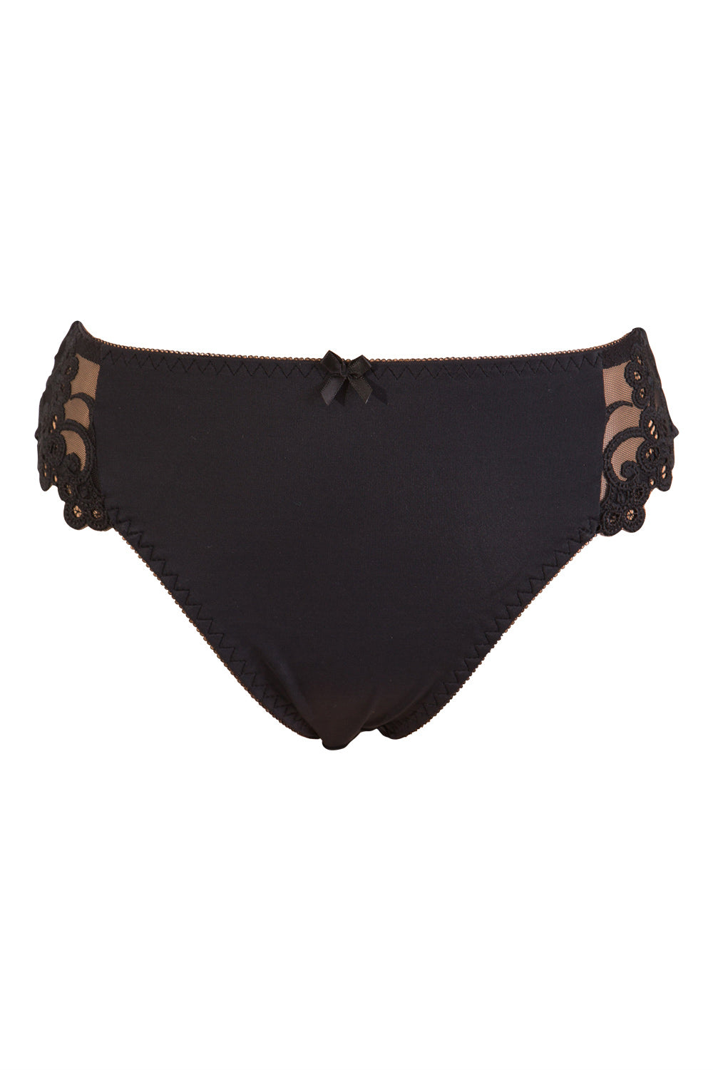 Product shot of the Coral High Cut Brief in colour Black (Black), from the front