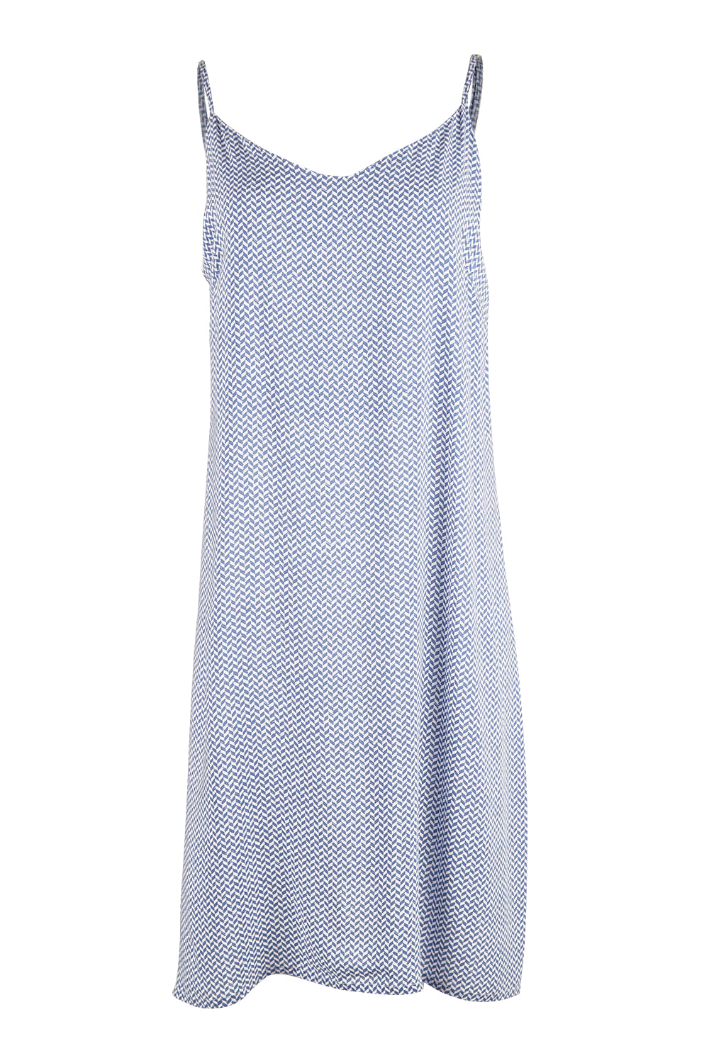 Product shot of the Basketweave Short Chemise in colour Dusk (Blue), from the front