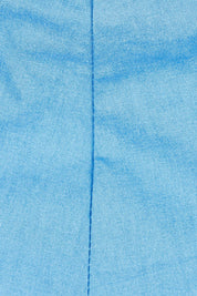 Product shot of the Fuss Free Cotton Blend 7/8 Taper Capri in colour Azure (Blue), detail