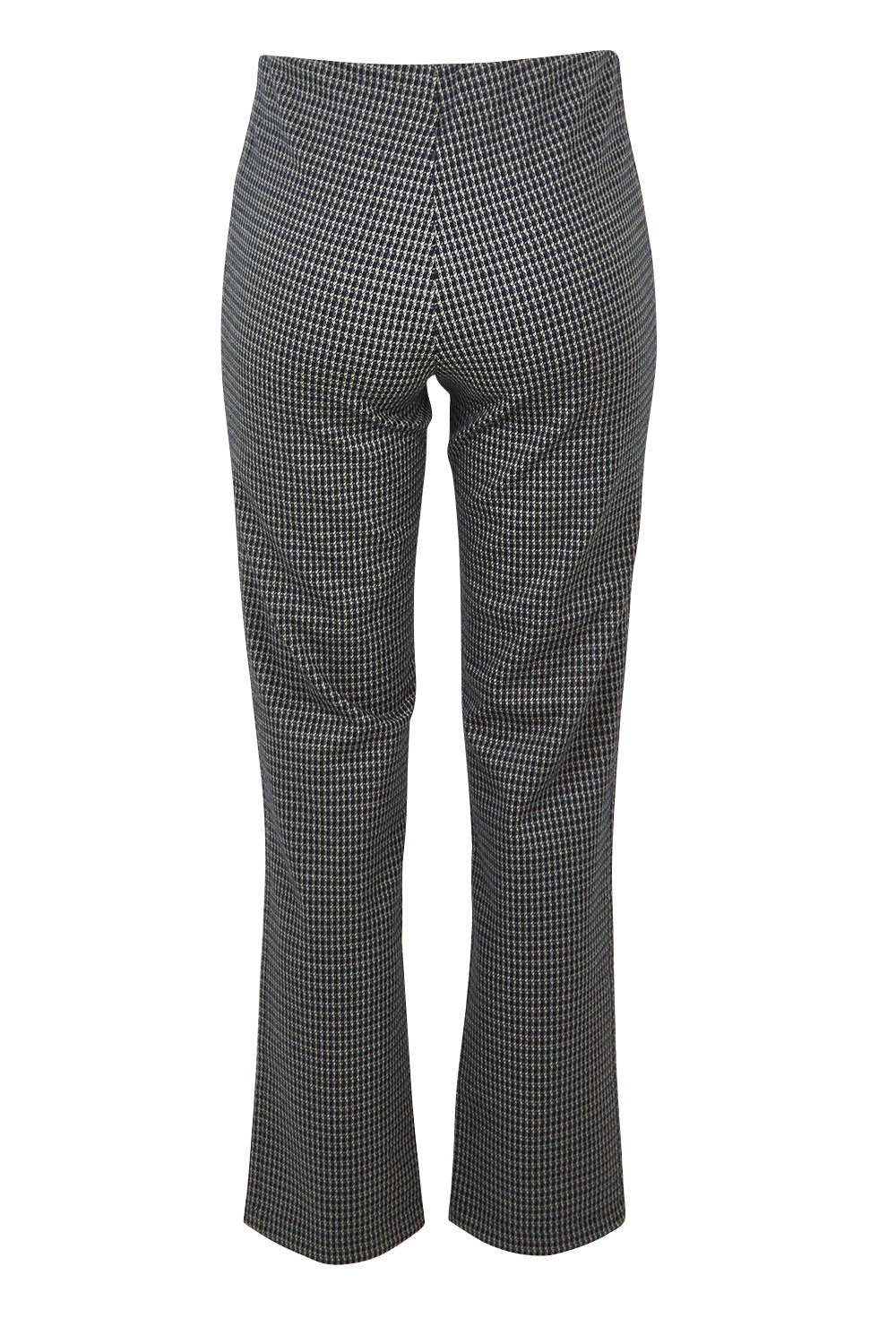 Product shot of the Pic Of The Bunch Straight Trouser in colour Steelcheck (Black), from the back