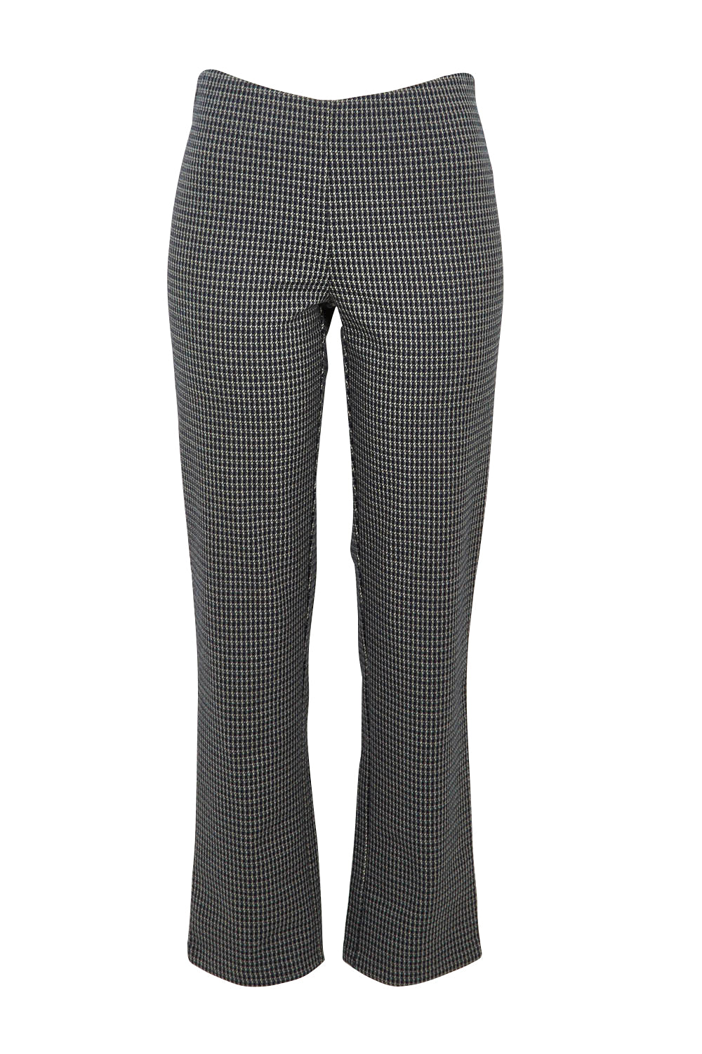 Product shot of the Pic Of The Bunch Straight Trouser in colour Steelcheck (Black), from the front