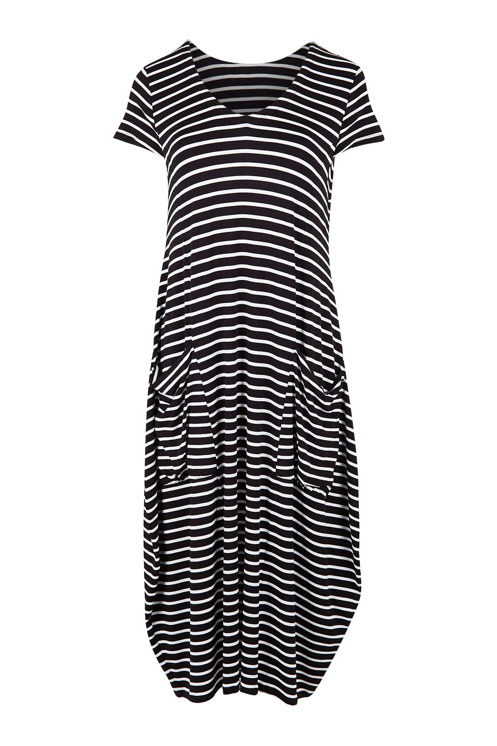 Product shot of the Pocket Rocket Dress in colour Navwhistri (Blue), from the front