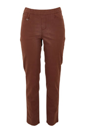 Product shot of the Holey Moleskin Trouser in colour Sepia, from the front