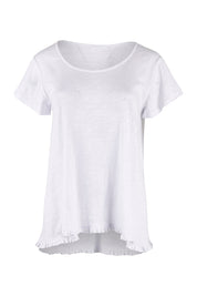 Product shot of the Frill Seeker Cotton Slub Tee in colour White (White), from the front
