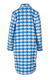 Product shot of the Play The Long Game Coat in colour Bluey (Blue), from the back