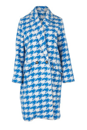 Product shot of the Play The Long Game Coat in colour Bluey (Blue), from the front