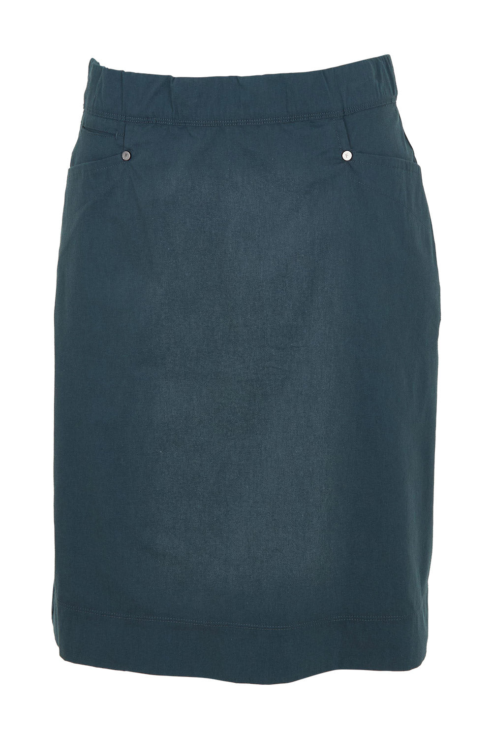 Product shot of the Tee Off Cotton Blend Skirt in colour Basalt (Blue), from the front