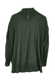 Product shot of the Merino Raisin The Baa Sweater in colour Moss (Green), from the back